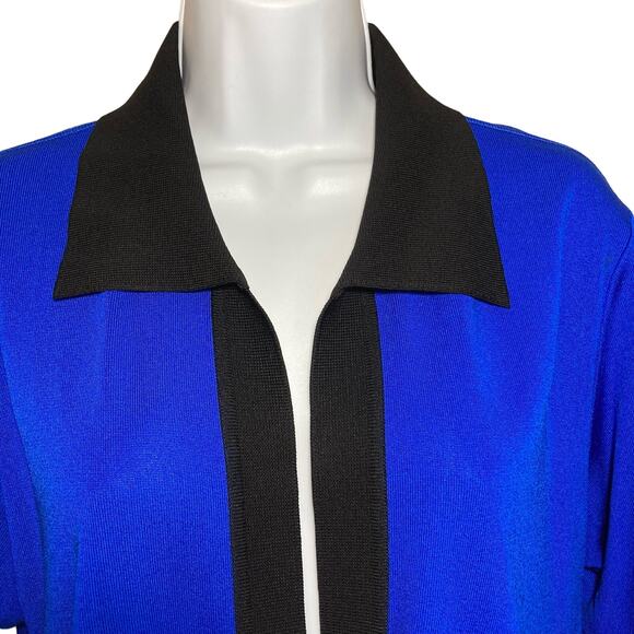 Exclusively Misook Medium Colorblock Royal Blue Jacket With Black Trim Pockets M - Picture 16 of 16